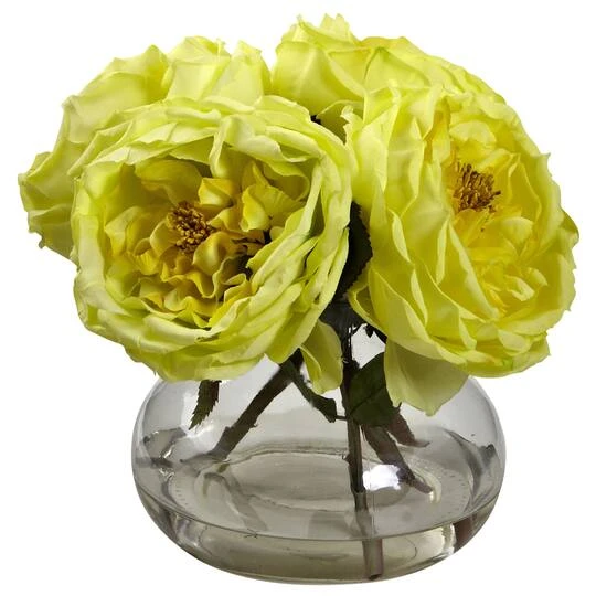 8" Yellow Fancy Rose Arrangement In Vase 4 8" Yellow Fancy Rose Arrangement In Vase - Image 2