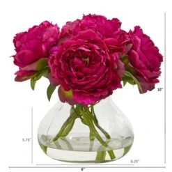 10" Peony Arrangement In Glass Vase -Flowers Michael Store D262126S 2