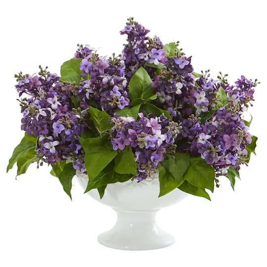 14" Lilac Arrangement In White Vase 4 14" Lilac Arrangement In White Vase - Image 2