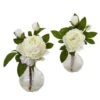 11.5" Peony In Textured Vase, 2ct. -Flowers Michael Store D262132S 1