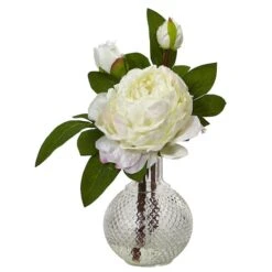 11.5" Peony In Textured Vase, 2ct. -Flowers Michael Store D262132S 2