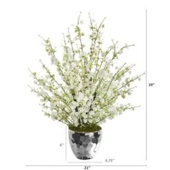2.4 Ft. Cherry Blossom Arrangement In Silver Bowl -Flowers Michael Store D262135S 12