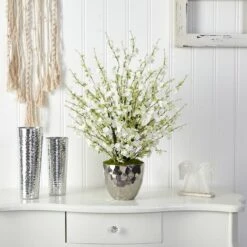 2.4 Ft. Cherry Blossom Arrangement In Silver Bowl -Flowers Michael Store D262135S 13