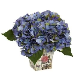 9" Blue Hydrangea In Floral Planter