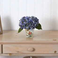 9" Blue Hydrangea In Floral Planter -Flowers Michael Store D262155S 13