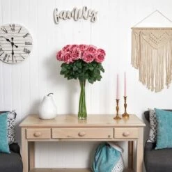 2.5ft. Pink Fancy Rose In Glass Cylinder Vase -Flowers Michael Store D262162S 12