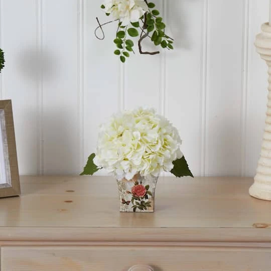 9'' White Hydrangea Arrangement In Floral Planter 6 9'' White Hydrangea Arrangement In Floral Planter - Image 4