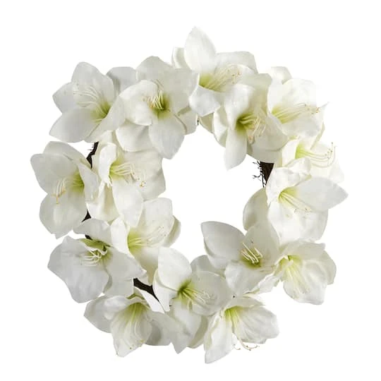 18'' White Amaryllis Wreath 4 18'' White Amaryllis Wreath - Image 2