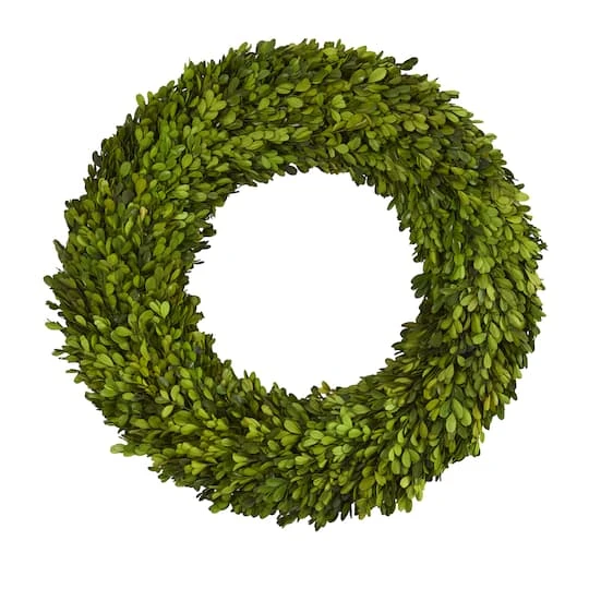 24" Green Preserved Boxwood Wreath 3 24" Green Preserved Boxwood Wreath