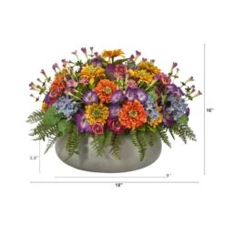 16" Mixed Floral Plant In Gray Garden Planter -Flowers Michael Store D262332S 12