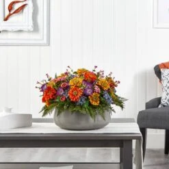 16" Mixed Floral Plant In Gray Garden Planter -Flowers Michael Store D262332S 15