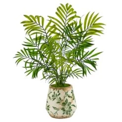 18" Mini Areca Palm Plant In Floral Vase