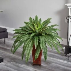 2.5ft. Boston Fern In Wood Vase -Flowers Michael Store D262481S 15