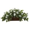 18'' White Bougainvillea Plant In Brown Planter