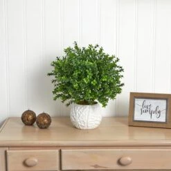 17" Boxwood In White Vase -Flowers Michael Store D262752S 15