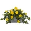 18" Yellow Hibiscus Plant In Stone Planter -Flowers Michael Store D262885S 11