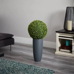 2.5ft. Boxwood Topiary Plant In Gray Cylinder Planter -Flowers Michael Store D262951S 14