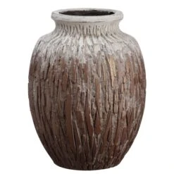 13.2" Antique Brown Rustic Cement Container