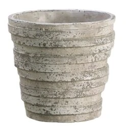 8.2" Gray Distressed Textured Cement Pot