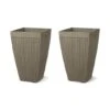 Glitzhome® 23" Eco-Friendly Oversized Faux Concrete Square Fluted Pot Planters, 2ct. Brown -Flowers Michael Store D266620S 11