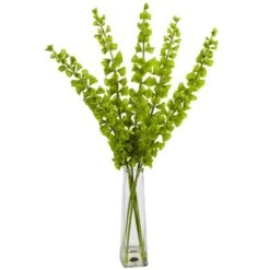 2.5ft. Bells Of Ireland Arrangement In Pyramid Glass Vase -Flowers Michael Store D292551S 1 1
