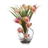 15.5" Pink Calla Lily And Grass Arrangement In Vase -Flowers Michael Store D292558S 11