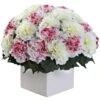 11" Pink And White Carnation Arrangement In Vase