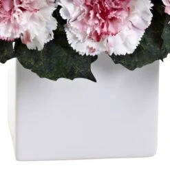 11" Pink And White Carnation Arrangement In Vase -Flowers Michael Store D292573S 13