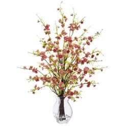 2ft. Pink Cherry Blossom In Glass Vase