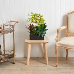 23.5" Green Pigeon Orchid & Bromeliad Arrangement In Black Rectangle Planter -Flowers Michael Store D292615S 15