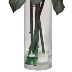 18" White Fancy Rose Arrangement In Glass Cylinder Vase -Flowers Michael Store D292628S 15