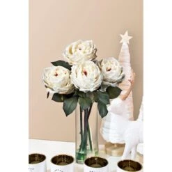 18" White Fancy Rose Arrangement In Glass Cylinder Vase -Flowers Michael Store D292628S 16