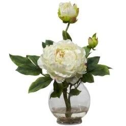 13.5" Peony Arrangement In Fluted Vase -Flowers Michael Store D292685S 1 1
