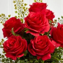13" Red Rose & Maiden Hair Arrangement In Floral Planter -Flowers Michael Store D292713S 14