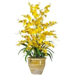 2.5ft. Yellow Triple Dancing Lady Orchid Arrangement In Planter