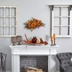 27" Sunflower Swag With Metal Frame 9 27" Sunflower Swag With Metal Frame -Flowers Michael Store D292740S 13