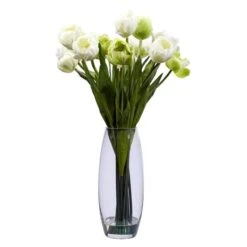 20" White Tulip Floral Arrangement In Clear Vase -Flowers Michael Store D292753S 11 1