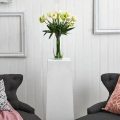 20" White Tulip Floral Arrangement In Clear Vase -Flowers Michael Store D292753S 12