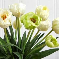 20" White Tulip Floral Arrangement In Clear Vase -Flowers Michael Store D292753S 14