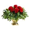 14" Red Rose Floral Arrangement In Gold Urn -Flowers Michael Store D292755S 1
