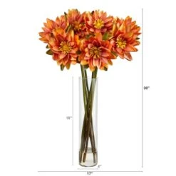2.5ft. Coral Lotus Arrangement In Cylinder Vase -Flowers Michael Store D292808S 2