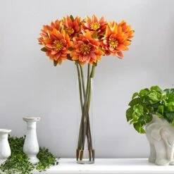 2.5ft. Coral Lotus Arrangement In Cylinder Vase -Flowers Michael Store D292808S 3