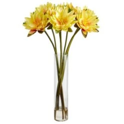 2.5ft. Yellow Lotus Arrangement In Cylinder Vase 8 2.5ft. Yellow Lotus Arrangement In Cylinder Vase -Flowers Michael Store D292815S 1 1