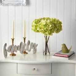 18" Green Hydrangea Arrangement In Glass Vase -Flowers Michael Store D292833S 3