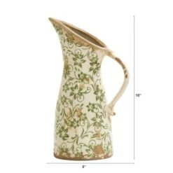 10" Tuscan Ceramic Green Scroll Pitcher Vase 8 10" Tuscan Ceramic Green Scroll Pitcher Vase -Flowers Michael Store D292981S 12