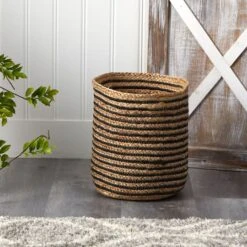 13.5" Handmade Natural Jute Basket Planter 8 13.5" Handmade Natural Jute Basket Planter -Flowers Michael Store D292982S 3