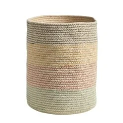12" Handmade Natural Cotton Multicolored Woven Basket Planter