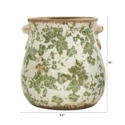 10" Tuscan Ceramic Green Scroll Planter -Flowers Michael Store D293013S 2