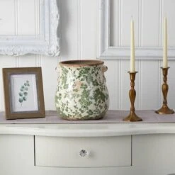 10" Tuscan Ceramic Green Scroll Planter -Flowers Michael Store D293013S 3