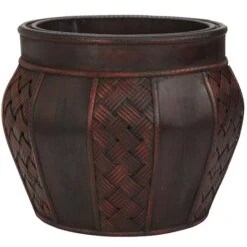 Wood & Weave Panel Decorative Planters Set -Flowers Michael Store D293017S 3